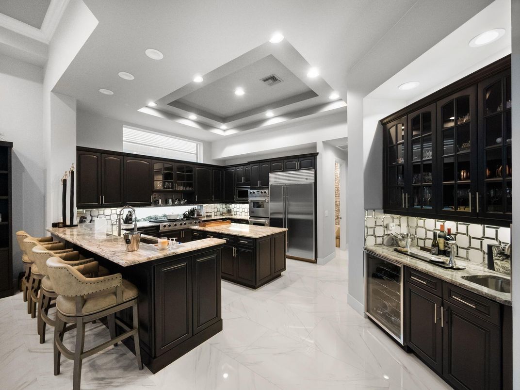 Interior, Kitchen, Marble, Recessed Lighting, Stainless Steel Appliances