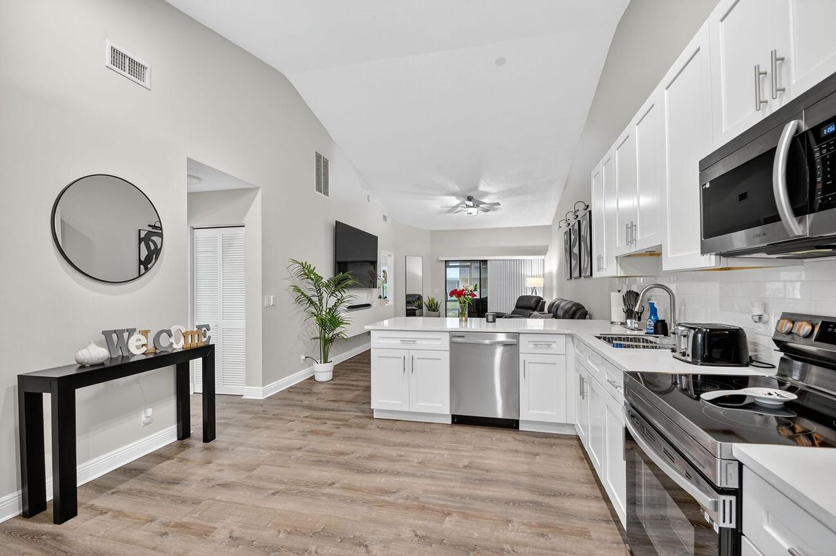 Interior, Kitchen, Stainless Steel Appliances, Wood Texture Flooring
