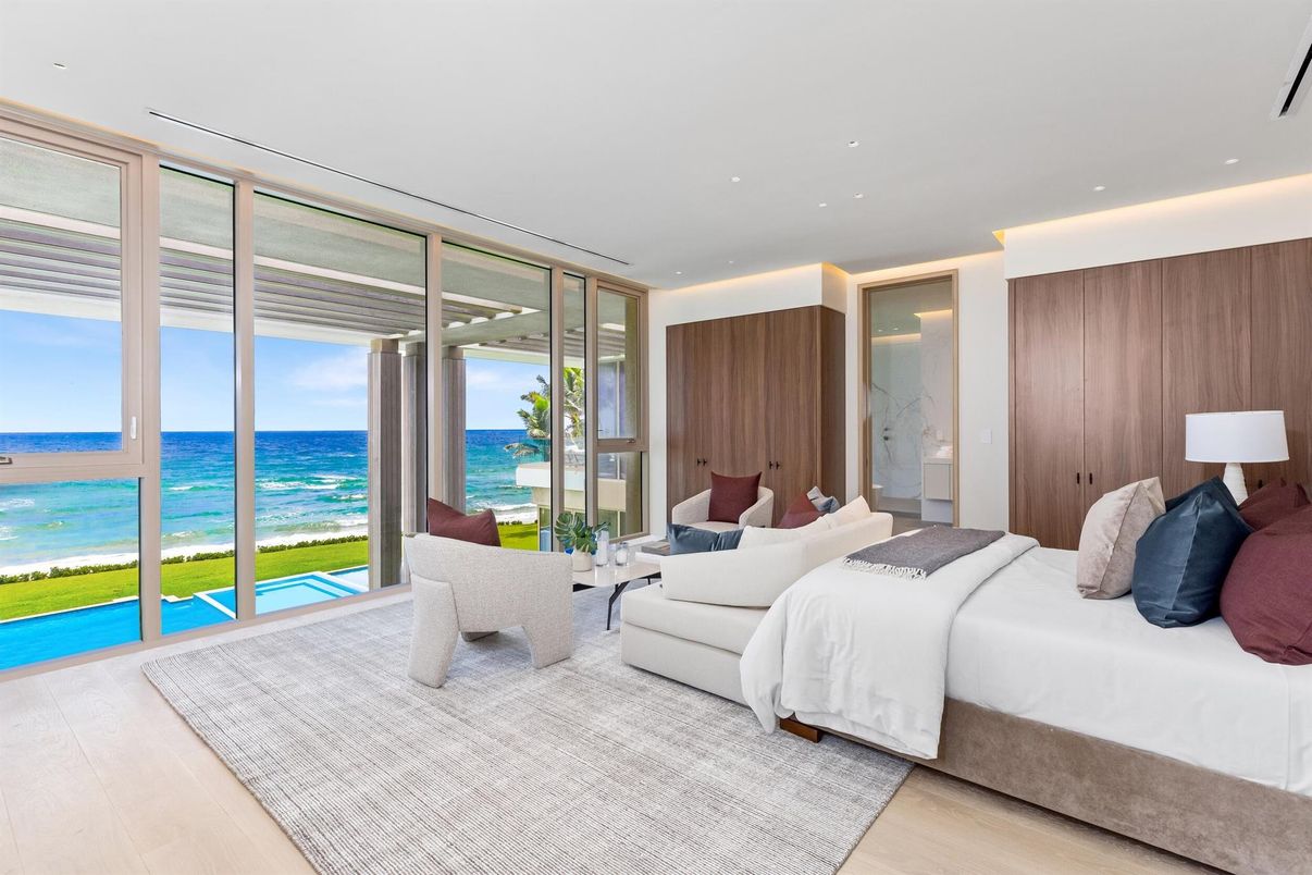 Bedroom, Interior, Recessed Lighting, Water, Wood Texture Flooring