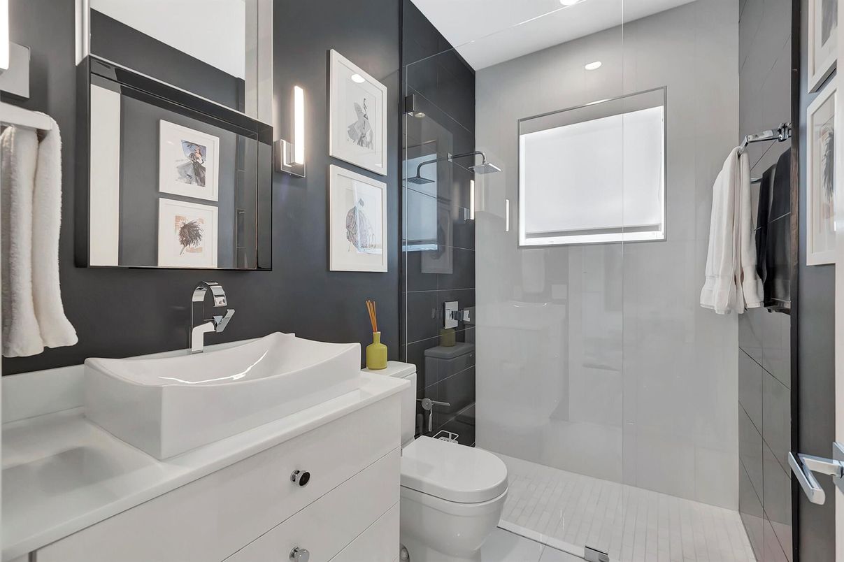 Bathroom, Glass Shower, Interior, Recessed Lighting