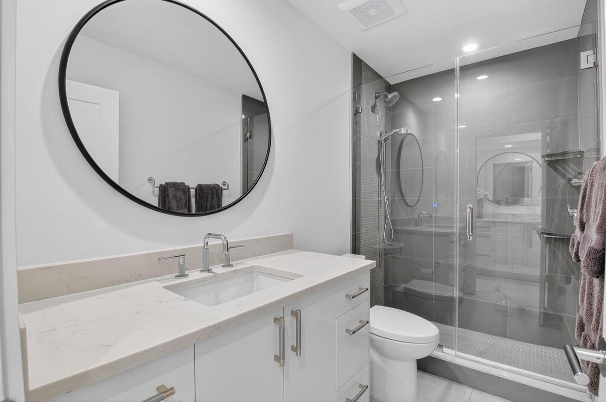 Bathroom, Glass Shower, Interior, Recessed Lighting