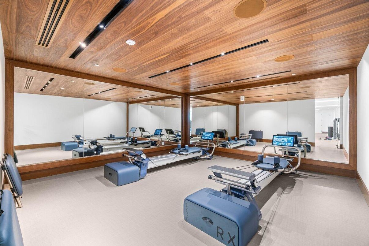 Fitness Equipment, Interior, Recessed Lighting, Wooden Ceilings