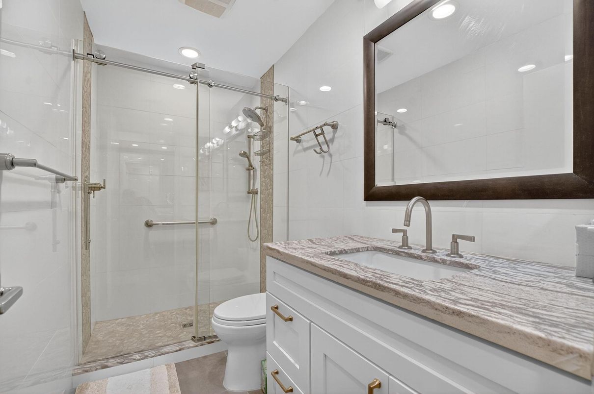 Bathroom, Glass Shower, Interior, Recessed Lighting