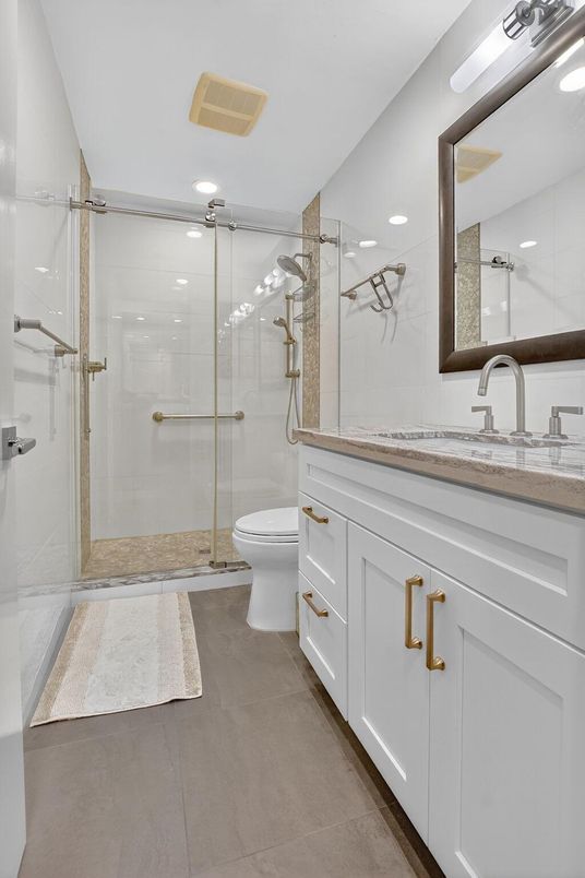 Bathroom, Glass Shower, Interior, Recessed Lighting