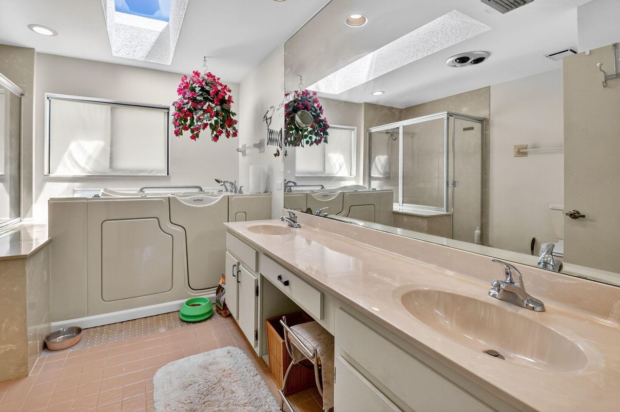 Bathroom, Dual Sink Vanities, Glass Shower, Interior, Recessed Lighting