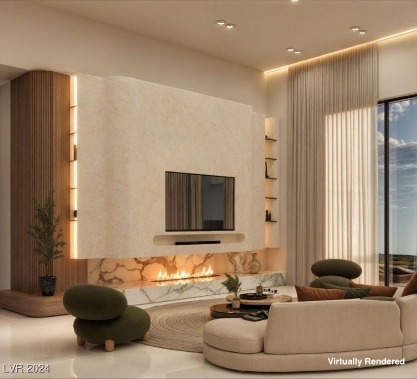 Fireplace, Interior, Living room, Recessed Lighting
