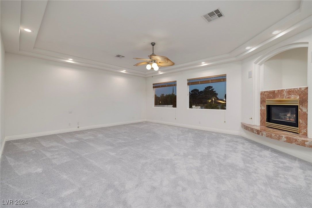 Empty room, Fireplace, Interior, Recessed Lighting