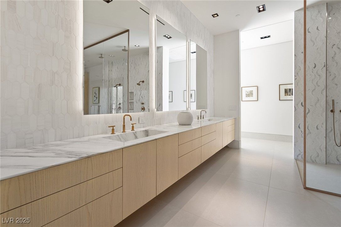 Bathroom, Dual Sink Vanities, Glass Shower, Interior, Recessed Lighting