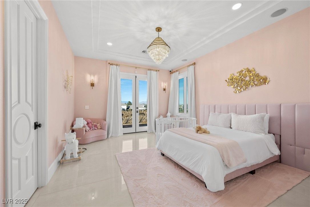 Bedroom, Chandelier, Interior, Recessed Lighting