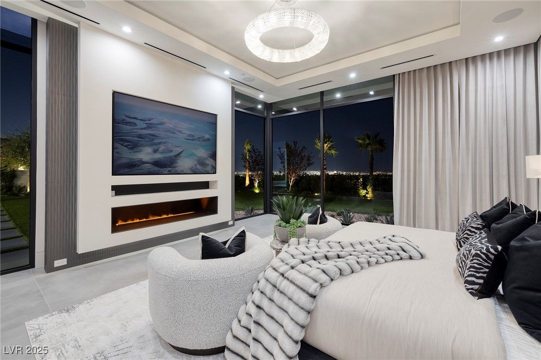 Bedroom, Fireplace, Interior, Living room, Pendant Lights, Recessed Lighting