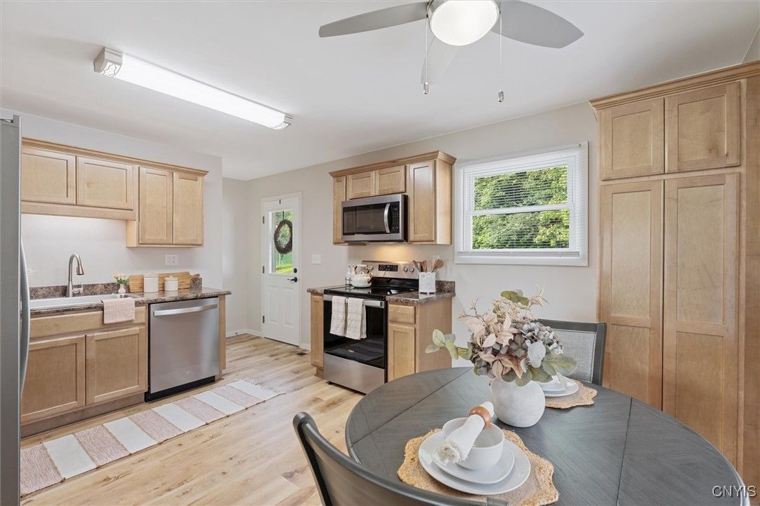 Interior, Kitchen, Stainless Steel Appliances, Wood Texture Flooring
