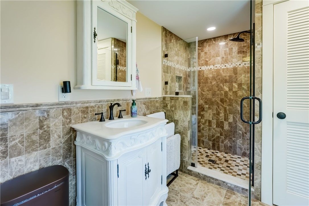 Bathroom, Glass Shower, Interior, Recessed Lighting