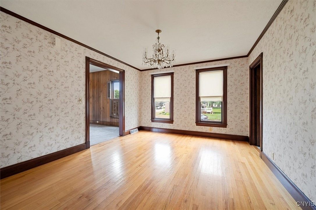 Chandelier, Empty room, Interior, Wood Texture Flooring