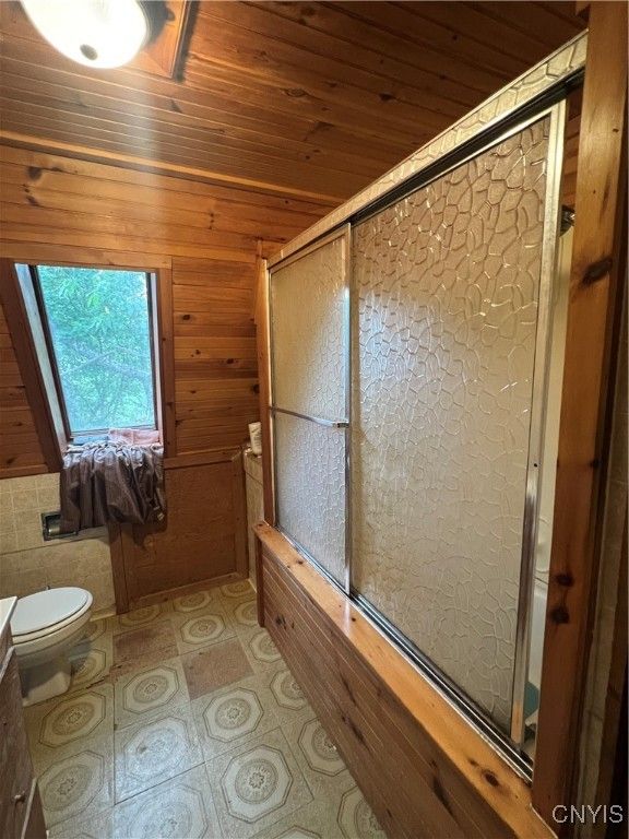Bathroom, Glass Shower, Interior, Wooden Ceilings, Wooden Walls