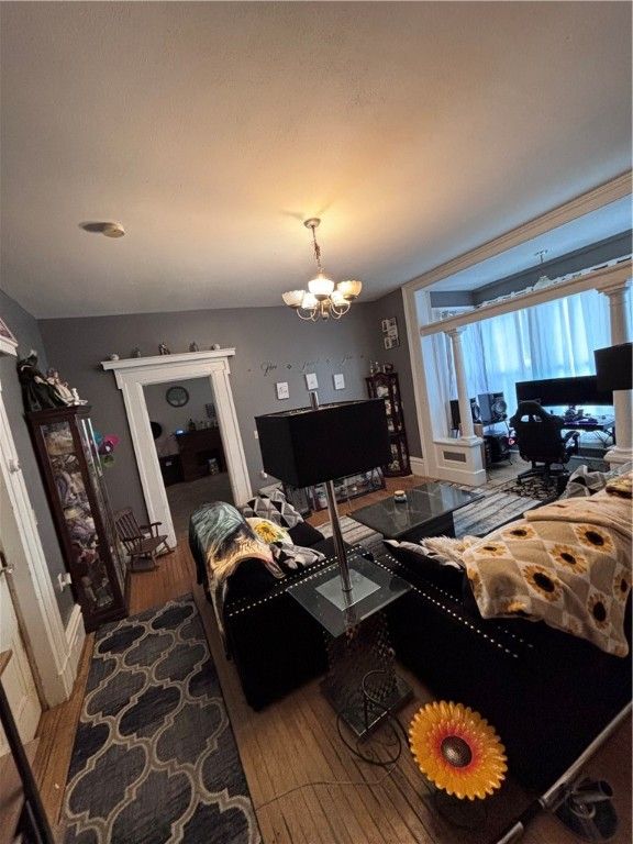 Chandelier, Interior, Living room, Wood Texture Flooring