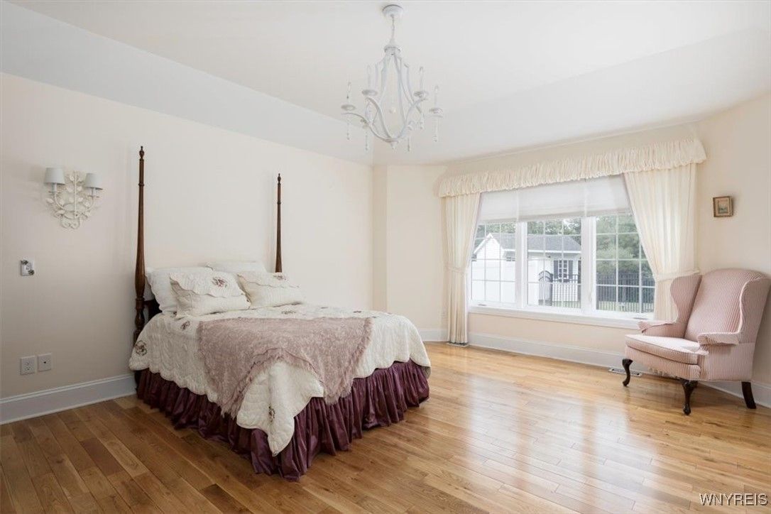 Bedroom, Chandelier, Interior, Wood Texture Flooring