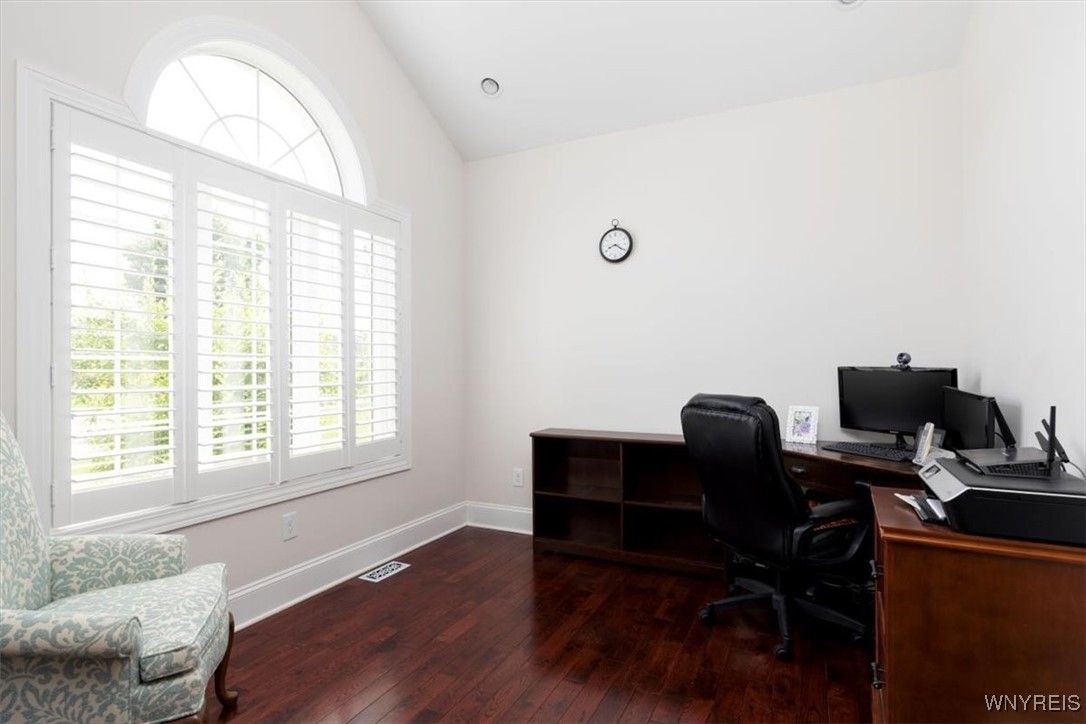 Home Office, Interior, Recessed Lighting, Wood Texture Flooring