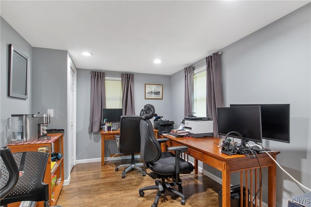 Home Office, Interior, Recessed Lighting, Wood Texture Flooring