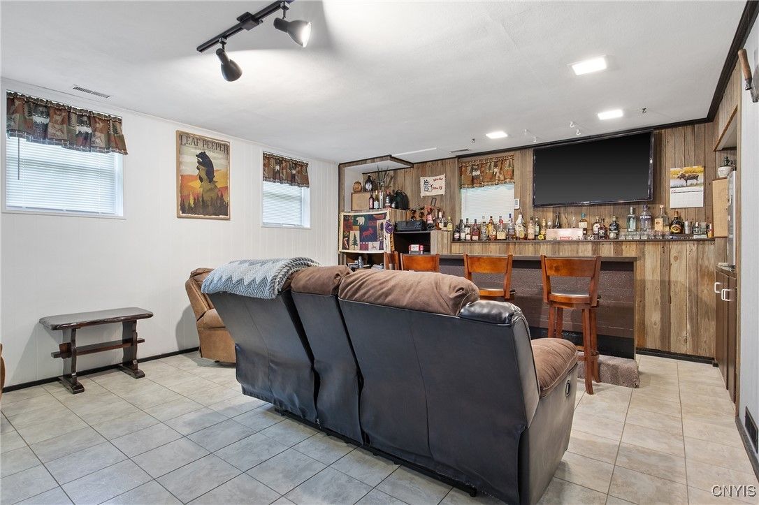 Interior, Living room, Recessed Lighting, Wooden Walls