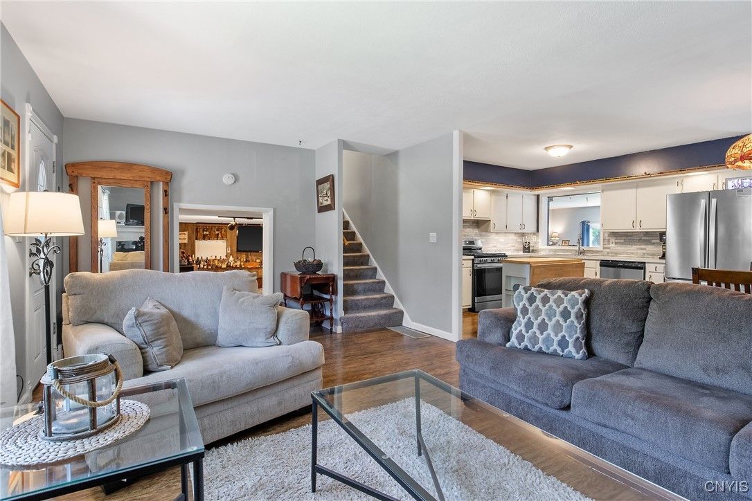 Interior, Kitchen, Living room, Stainless Steel Appliances, Wood Texture Flooring