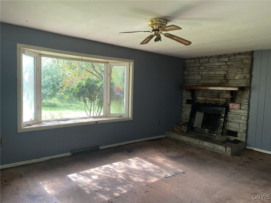 Empty room, Fireplace, Interior, Stone Walls