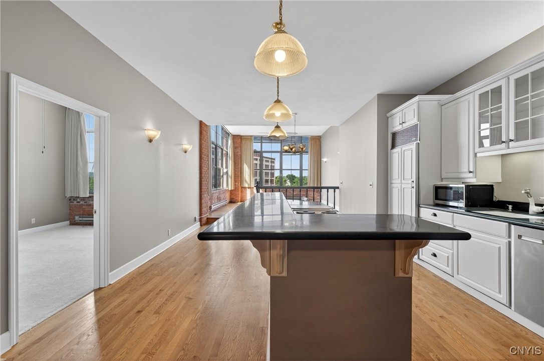 Interior, Kitchen, Pendant Lights, Wood Texture Flooring