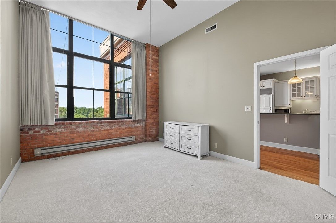 Empty room, Interior, Kitchen, Pendant Lights, Stone Walls, Wood Texture Flooring