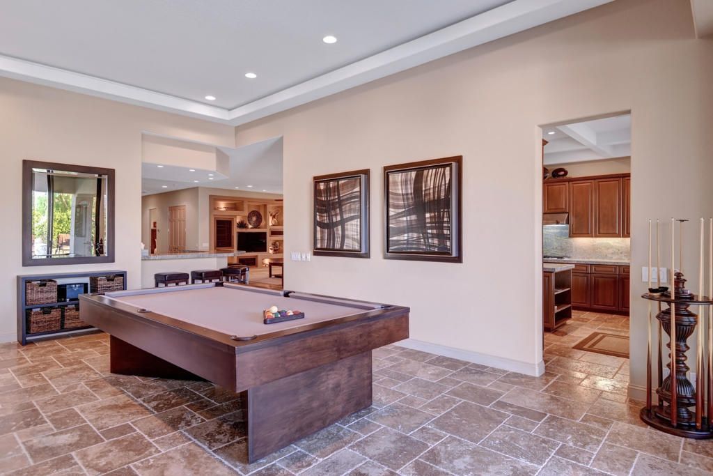 Billiard Table, Game Room, Interior, Recessed Lighting