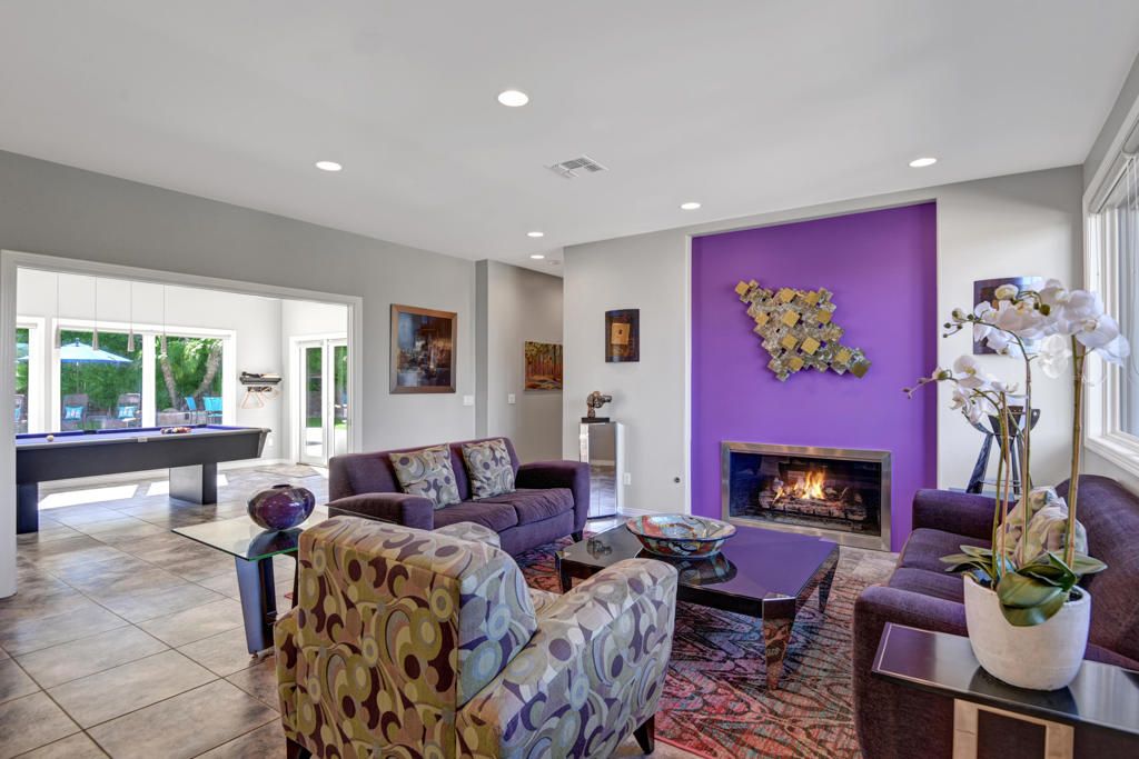 Billiard Table, Fireplace, Game Room, Interior, Living room, Recessed Lighting