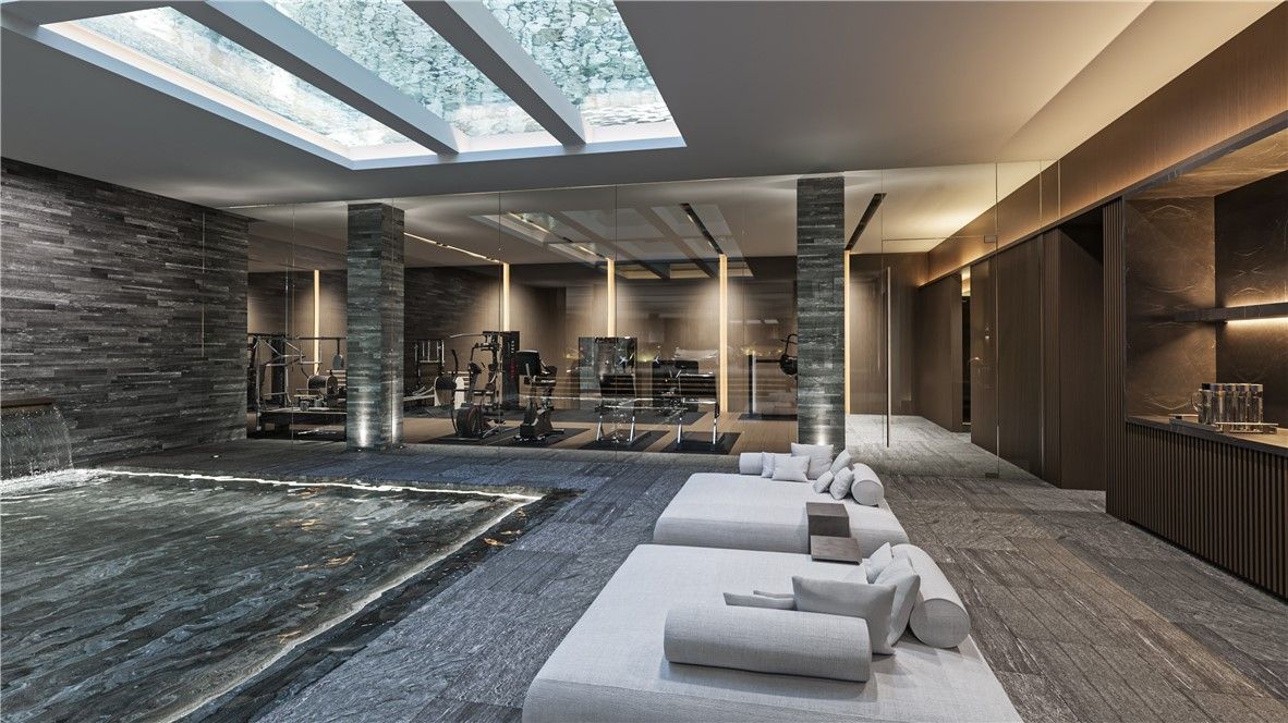 Fitness Equipment, Glass Ceilings, Interior, Pool, Recessed Lighting