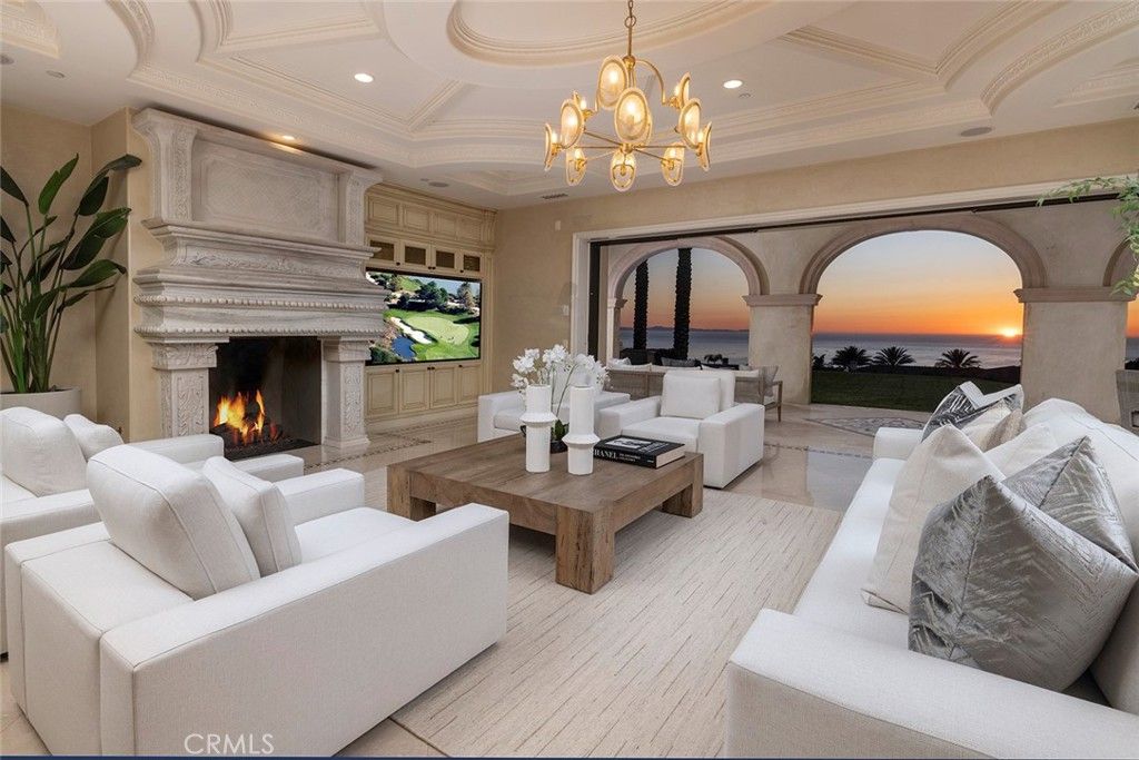 Chandelier, Fireplace, Interior, Living room, Recessed Lighting, Water