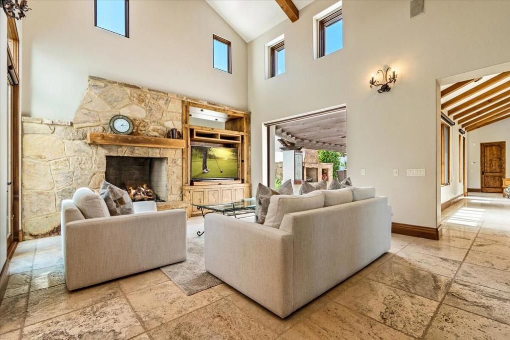 Fireplace, Interior, Living room, Stone Walls, Wooden Beams