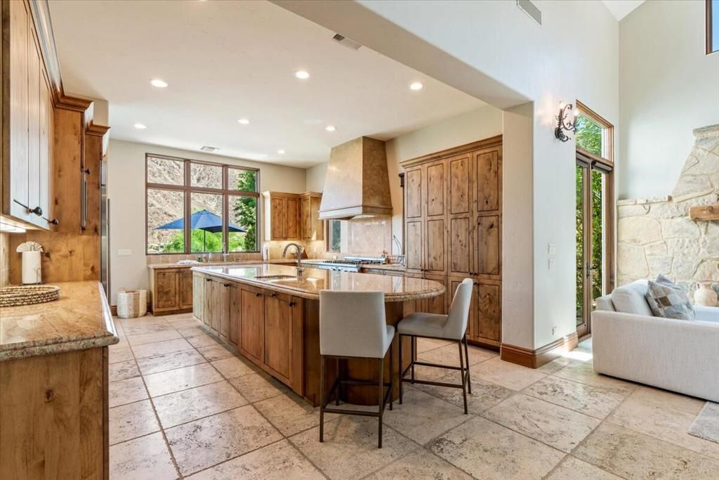 Interior, Kitchen, Recessed Lighting, Stone Walls