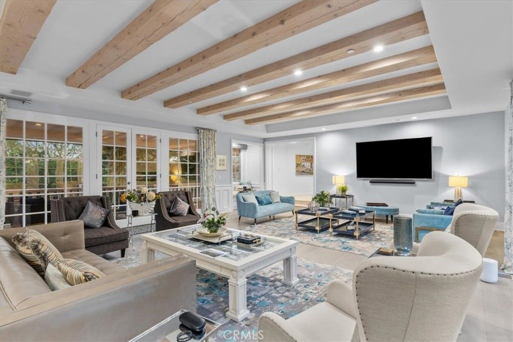 Interior, Living room, Recessed Lighting, Wooden Beams