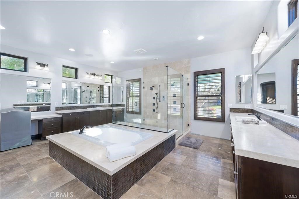 Bathroom, Dual Sink Vanities, Glass Shower, Interior, Recessed Lighting