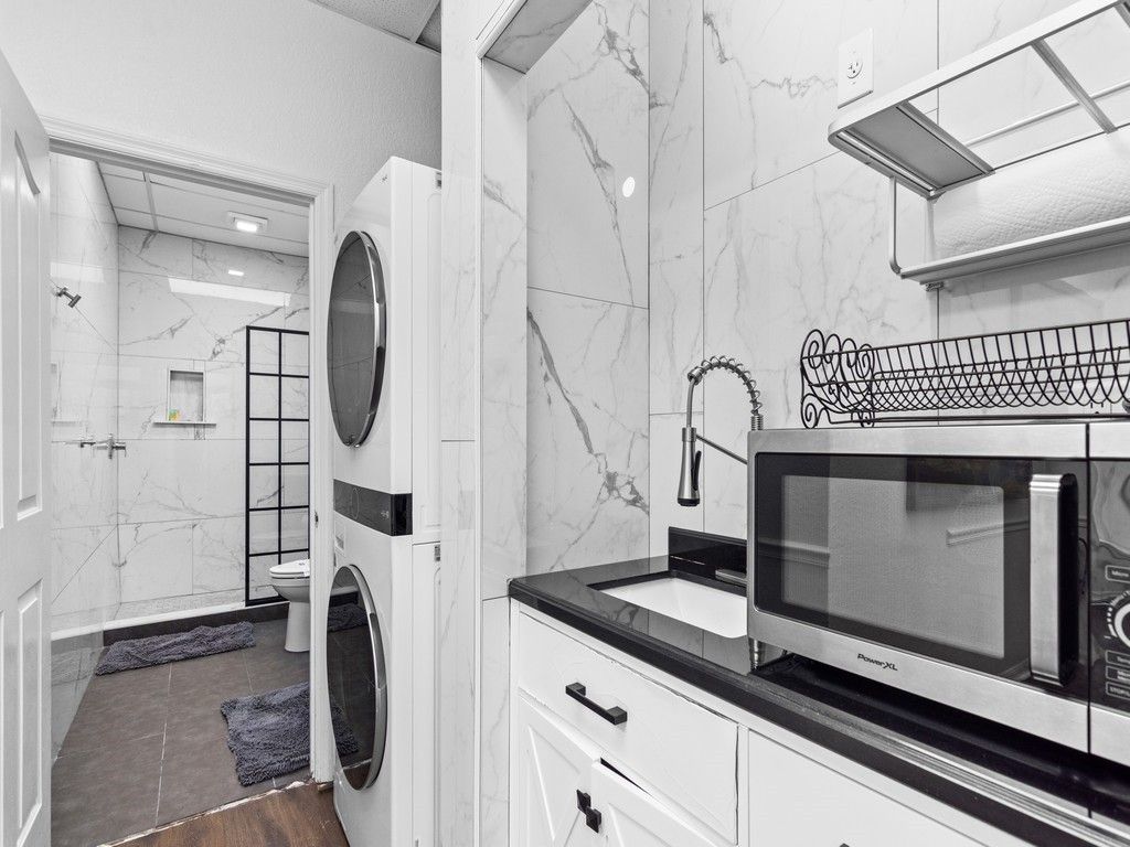 Bathroom, Glass Shower, Interior, Kitchen, Marble Walls, Recessed Lighting