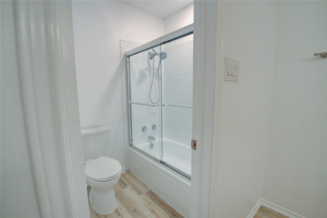 Bathroom, Glass Shower, Interior, Wood Texture Flooring