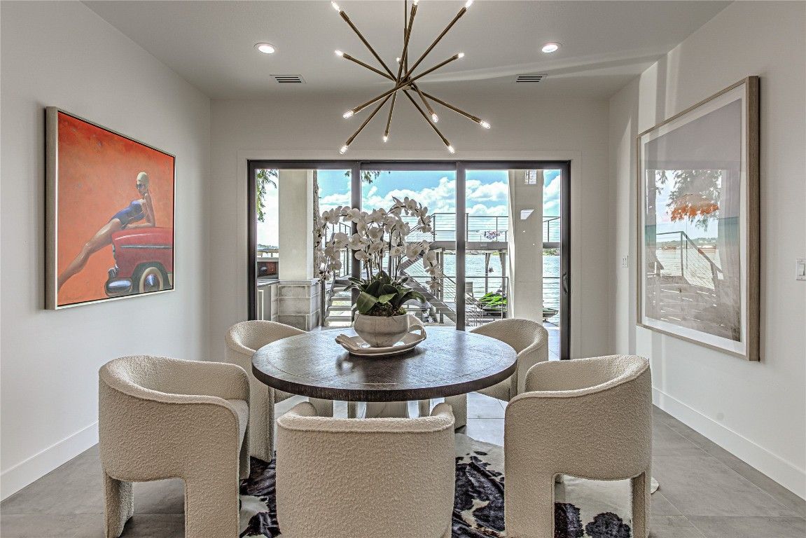 Dining room, Interior, Pendant Lights, Recessed Lighting, Water