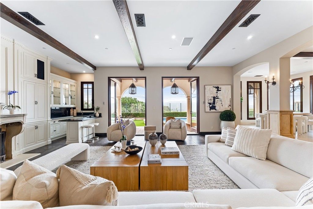 Interior, Living room, Recessed Lighting, Wooden Beams