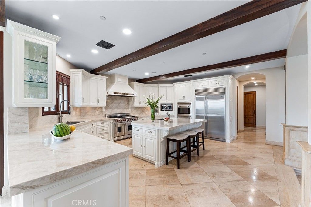 Interior, Kitchen, Recessed Lighting, Stainless Steel Appliances, Wooden Beams