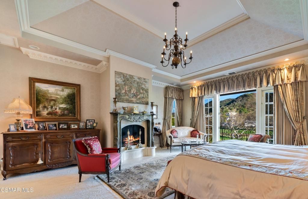 Bedroom, Chandelier, Fireplace, Interior, Recessed Lighting