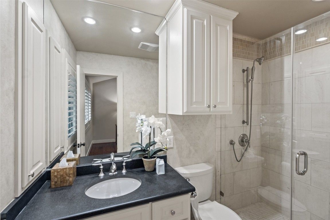 Bathroom, Glass Shower, Interior, Recessed Lighting