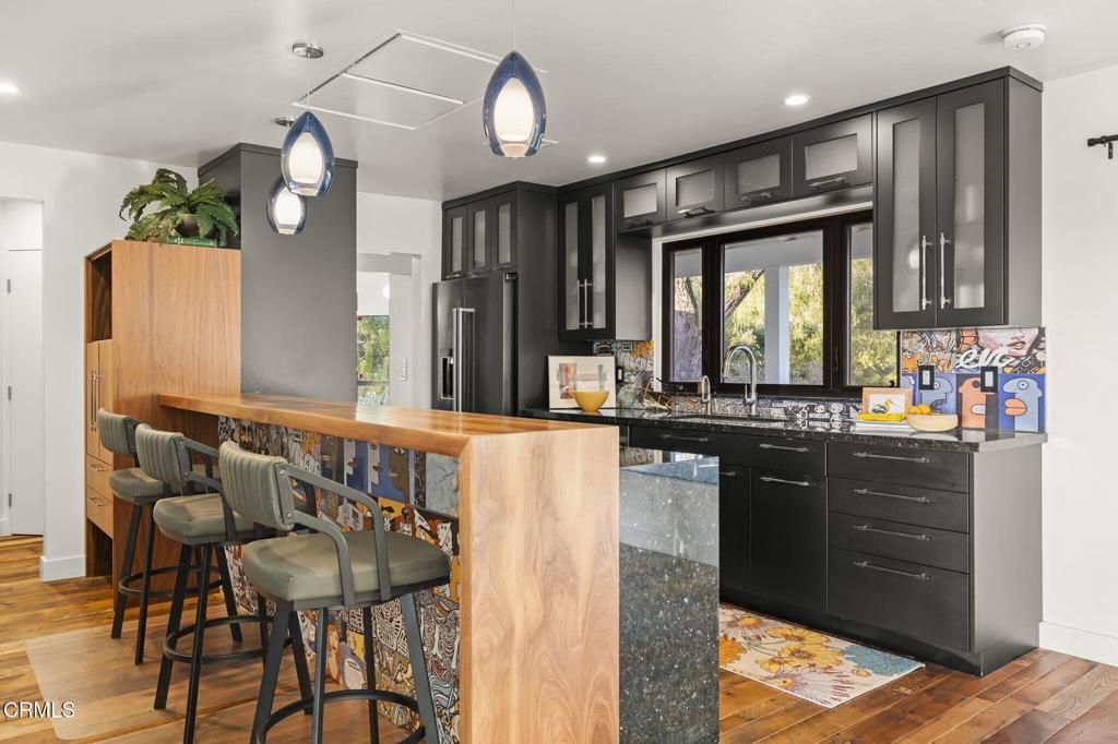 Interior, Kitchen, Pendant Lights, Recessed Lighting, Wood Texture Flooring