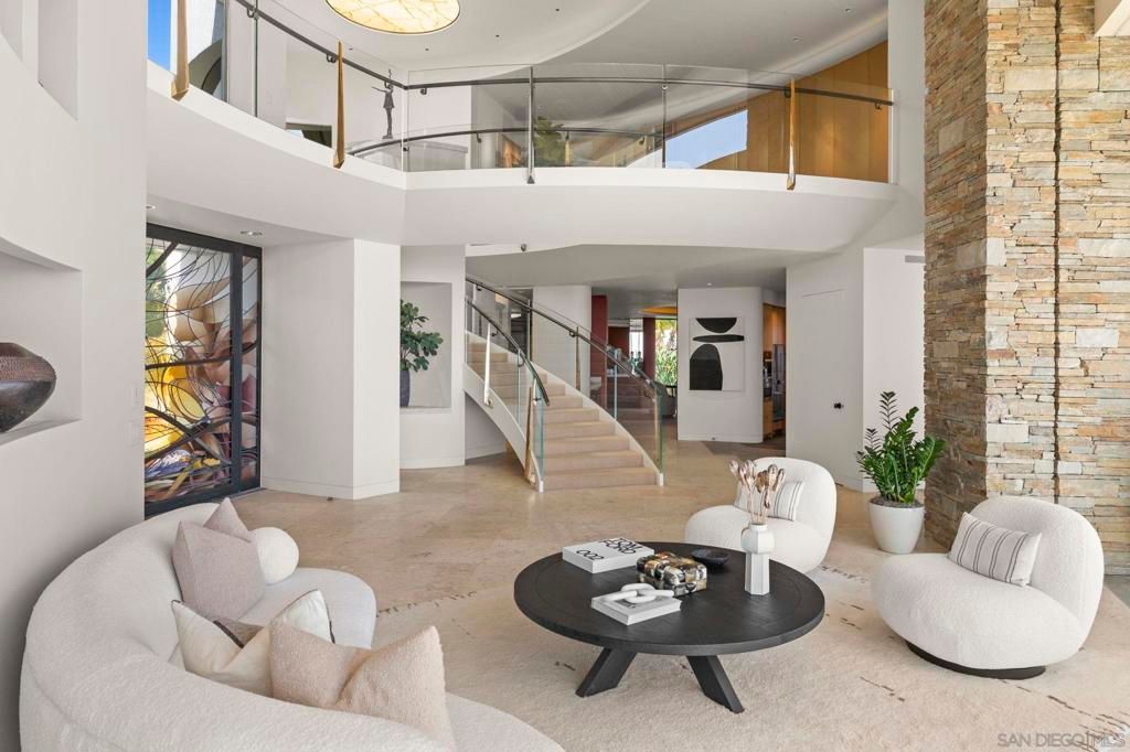 Interior, Living room, Recessed Lighting, Stone Walls