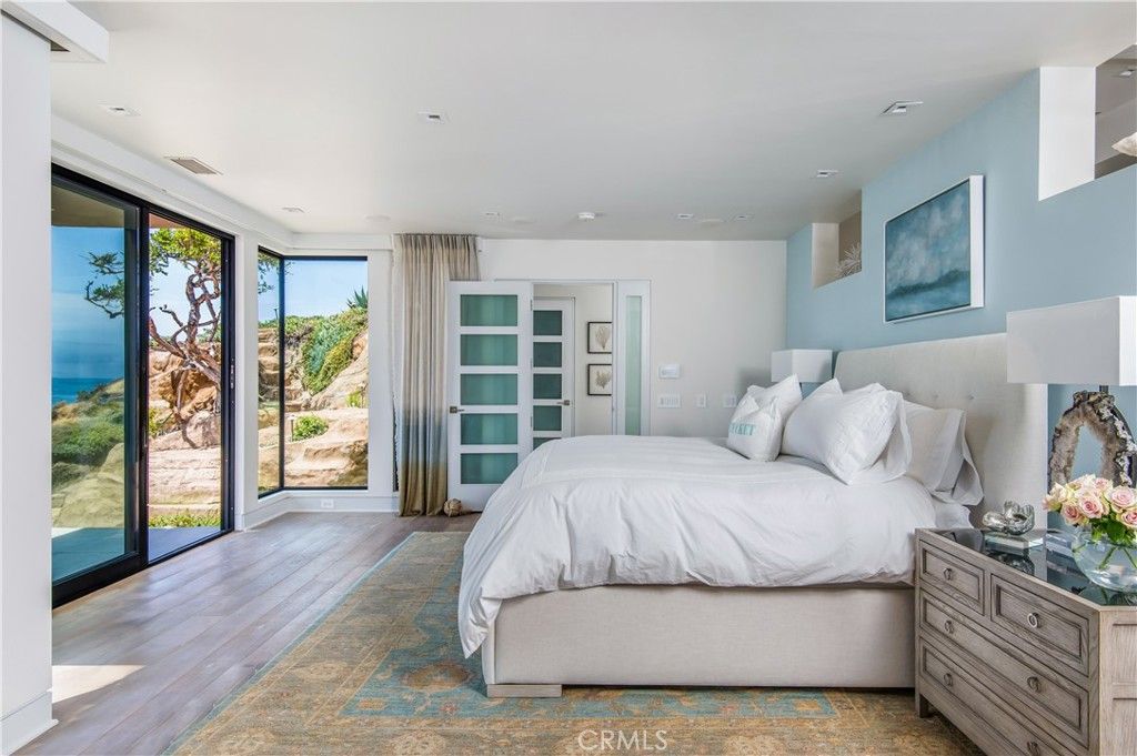 Bedroom, Interior, Recessed Lighting, Water, Wood Texture Flooring