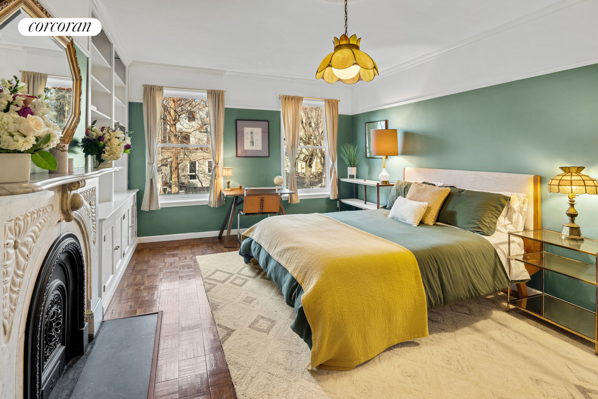 Bedroom, Interior, Pendant Lights, Wood Texture Flooring