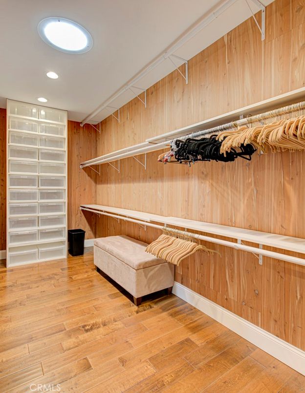 Interior, Recessed Lighting, Walk-in Closets, Wood Texture Flooring, Wooden Walls