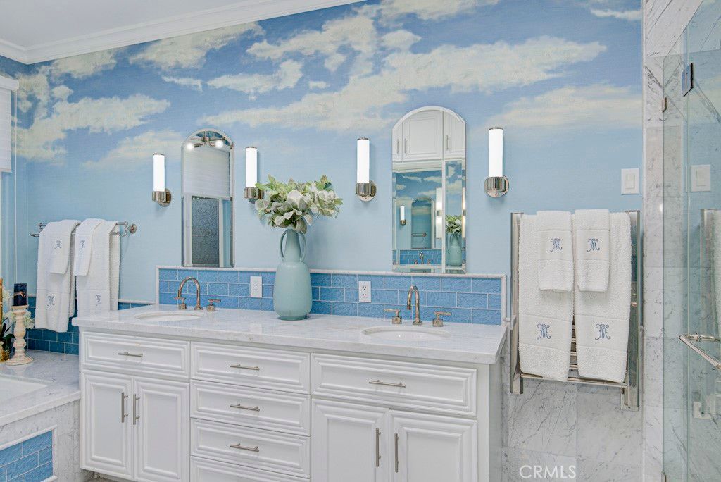 Bathroom, Dual Sink Vanities, Glass Shower, Interior, Marble