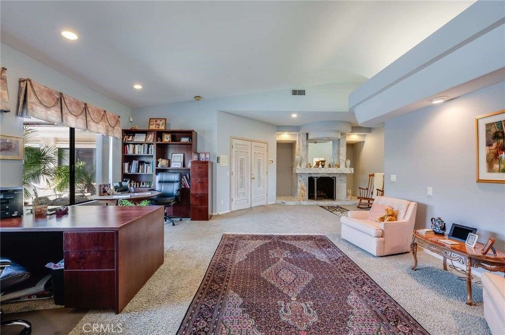 Fireplace, Home Office, Interior, Recessed Lighting