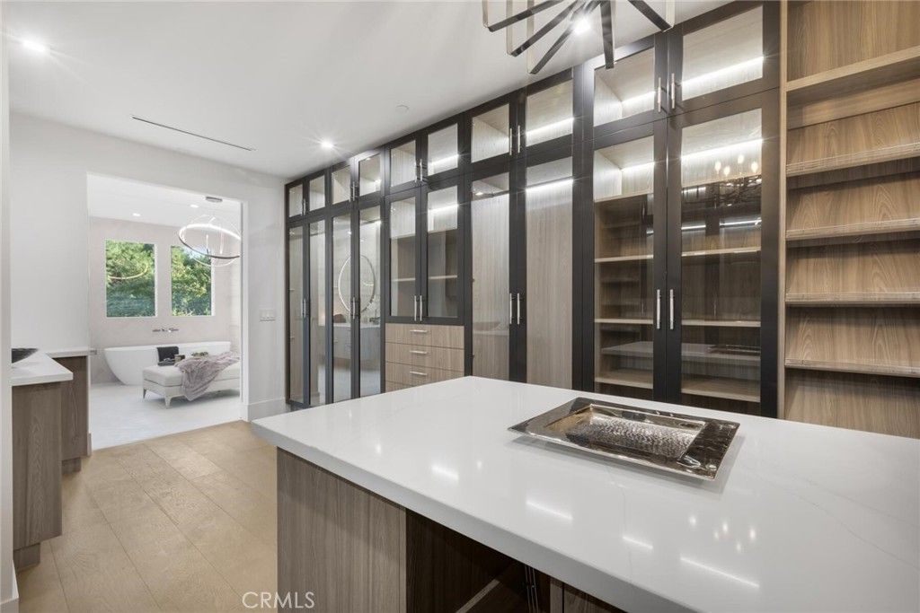Bathroom, Dual Sink Vanities, Free Standing Baths, Interior, Recessed Lighting, Wood Texture Flooring